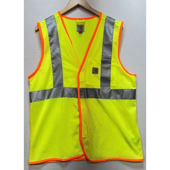 Carhartt Men's Safety Vest Visibility Reflective Mesh Workwear Size M Neon Green - Picture 1 of 10